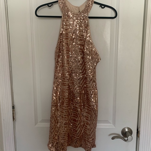 Sparkly Rose Gold Strappy Dress - Picture 5 of 6